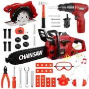 Tool Set 36 PCS with Toy Chainsaw Electronic Toy Drill with Sound and Light, ...