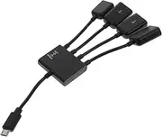 Veemoon OTG Micro USB Hub Multi Port Adapter for Smartphone and Tablet Supports Simultaneous Charging and Data Transfer Connects USB Devices Like Mouse and Keyboard Ports