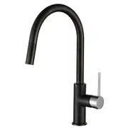 Modernnational Star Mini Chrome And Gun Metal Solid Brass Pull-Out Kitchen Mixer