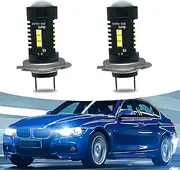 Flygun 2 PCS Car H7 LED Fog Light, 360°1960LM Forward light Daytime Running Light, 6000K 50000H Wide Voltage Low Power Consumption Bulb, Universal Plug and Play Bulb Replacement for Cars (White)