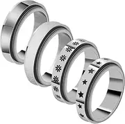 4 Pcs Stainless Steel Spinner Ring for Women, GeeRic Fidget Band Rings Anxiety Rings Set Wedding Promise for Women Men