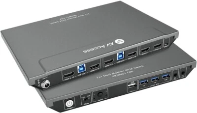 KVM Switch Dual Monitor 4K@60Hz 2K@144Hz 1080P@240Hz 2 Monitor 2 Computer Ultraw