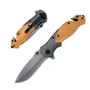 Folding Lock Knife 8.5cm Blade 3in1 Multitool Tactical Glass Breaker Camp Hunt