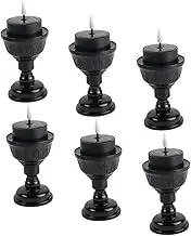 CAXUSD 6pcs Solar Charging Oil Lamp Halloween Solar Candles Solar Powered LED Tealight Flameless Outdoor Solar Tea Light Solar LED Candles Solar Powered Candles Tea Lights Plastic Black