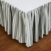 Austin Horn Classics Cosmopolitan Toile Bedskirt in Carbon, Queen, Gathered Stripe Jacquard Pattern, 60”x80”x17” Drop