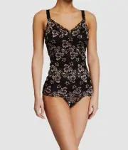 $147 Cosabella Women Black Floral Lace Scoop Neck Italy Cami Tank Top Size S