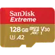 SanDisk Extreme microSDXC 128GB, V30, U3, C10, A2, UHS-I, 190MB/s R, 90MB/s W 記憶卡