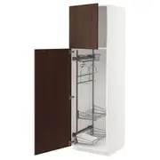 METOD high cabinet with cleaning interior, white/Sinarp brown, 60x60x200 cm