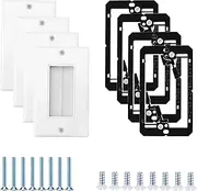 Gosknor 4 Pack Brush Wall Plate with Low Voltage Mounting Bracket, Cable Pass Through Decorator Cover Single Gang Cable Management Kit for HDTV Home Theater Systems