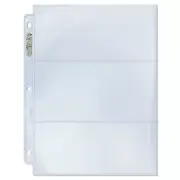 100 x ULTRA PRO 3 POCKET PLATINUM SLEEVES PAGES BOX CURRENCY BANK NOTE TICKET