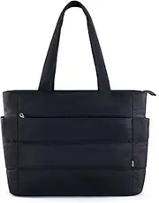 KALIDI Quilted Tote Bag, Carryall Puffer Messenger Laptop Bag Padded Shoulder Large Anti Splash Zipper Casual Work Gym Wome