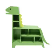 Teamson Kids Dinosaur Shaped Kids Bookcase / Toy Organizer, Green