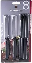 Victorinox 8-Piece Set Wavy Edge Steak and Tomato Knife, Round Tip, Black, 6.7833.8
