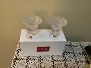 2 (Two) Cristal d' Arques France Carthage Crystal Glass Hurricane Candle Holders