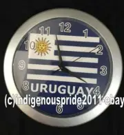 Uruguay National Flag Wall Clock / Uruguayan Uruguay Great Gift.Silver Frame