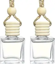 Car Aromatherapy Diffuser Bottle - 2 Pack Hanging Perfume Bottle, Empty Glass Bottles for Auto Window Ornament & Fragrance Decor