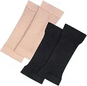 [CurcKua] 2 Pairs Arm Slimmer, Soft Chinlon Arm Slimming Shaper Wrap, 3D Embossed Seamless Compression Sleeve Women, Cozy Slimming Shaper for Women Sleeves Elbow Sleeve Compression for