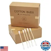 YILEAITECH 400 Count Bamboo Cotton Swabs with Wooden Sticks,Organic Cotton bu