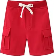 [NLAND] Shorts for Boys Cotton Summer Elastic Waist Short Adjustable Drawstring Bermuda Shorts Trousers