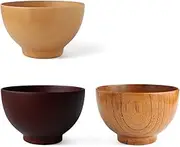 J-Kitchens Miso Soup Bowl, Wooden, Modern Yamato, Natural & Lacquer & Dark Brown, 3 Color Set, 4.3 x 2.7 inches (11 x 6.8 cm), Current Model