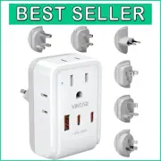 35W PD Universal Travel Adapter with 3 USB Ports & 6 Plug Types for Global Use