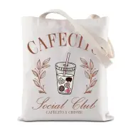 Cafecito Y Chisme Social Club Tote Bag Latina Reusable Grocery Shopping Bag