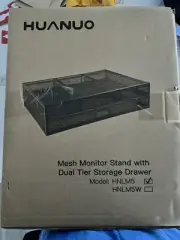 Huanuo HNLM5 Mesh Monitor Stand Riser With Dual Tier Storage Drawer Black