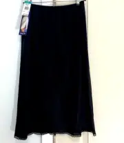VANITY FAIR Black Half Slip Nylon Lace Hem Medium Anti Static Slit 26" NWT