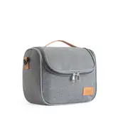 Gray Insulated Lunch Bags Portable Picnic Meal Food Bento Box Thermal Bag Container Cooler Tote with Shoulder Strap Detachable