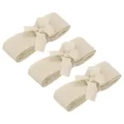 3 Pcs Cream Ribbon Crinkle Chiffon, 1 1/2 Inch Handmade Tulle Fabric