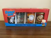 Christmas Glassware Set Family Guy 4pc Pint Kitchen Drinkware New in Box