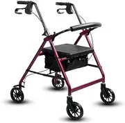 Walker,Folding 4 Wheel Rollator Walker with Padded Seat, Lockable Brakes, Ergonomic Handles, Limited Mobility Aid Disability Walkers with Wheels Little Surprise