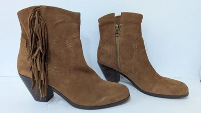 New Cole Haan Sam Edelman Fringe Bootie Leather Suede Brown Women Boots Size 11