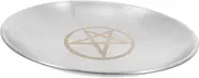 Pentagram Plate Decorative Stainless Steel Altar Candle Tray for Ceremony Multi Use Display Tray for Home Sacrifices and Religious Offerings