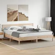 King Bed Frame Wooden with Slats, Solid Pine, Floor Platform for Bedroom, Queen Size Mattress Base, Loft Furniture, Foldable Frame