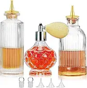 Bitters Bottle - Set of 3 Glass Bitter Bottle with Dash Top, Great Bottle For Your Cocktail - KJPT-1