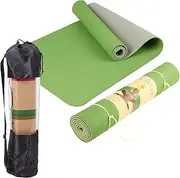 DoBetter TPE Yoga Mat Exercise Fitness Eco Friendly Non Slip Dual Layer +Carry Bag (Light Green)