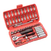 53PCS Deep Socket Set Metric Wrench CRV 1/4" Drive Flexiable Extension Bar Tools