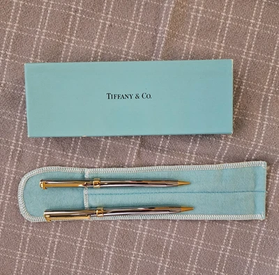 TIFFANY & CO Ruthenium & Gold T-Clip Pen/Pencil Set