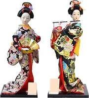 Set 2 Pieces Traditional Japanese Dolls Geisha Girl Geiko Kimono Ancient Doll Home Collection Art Decoration,A1,12 inch/4161 (Color : A8, Size : 12 inch)