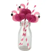 Pink Flamingo Honeycomb Paper Straws (Pack of 10)