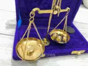 Brass Velvet Box Weighing Scale Apothecaries Compact and Accurate Small Weighing