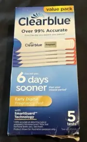 Clearblue Early Digital Pregnancy Test 5 Pack Results 6 Days Early 99% Accurate