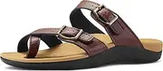 mysoft Women's Arch Support Slide Sandals Adjustable Orthopedic Flip Flops Walking Summer Shoes, Brown, 8