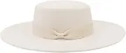 [Hcclijo] 10CM Wide Brim Flat Top Fedora Hats for Women Ribbon Bowknot Formal Wedding Dress Cap Men Jazz Hats