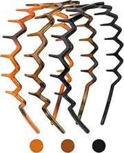 Didder 3PCS Plastic Zig Zag Headbands for Women Trendy Zigzag Wavy Headband with Teeth, Squiggly Spike Headband, Spiky Claw Headbands for Women Tortoise Shell