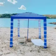 Coconut Grove Beach Cabana Canopy Umbrella Sun-Shade Shelter w/ Carry Bag Blue