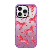 iPhone 16 Pro Impact Case MagSafe Compatible Pink Zebra
