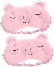 KOCKSHION 2Pcs Cute Plush Sleep Mask for Adorable Eye Cover for Home Travel and Napping Light Blocking Eye Mask for Comfortable Relaxation