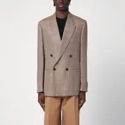 [Lardini] Brown double-breasted jacket in Prince of Wales pattern 50 IT Brown